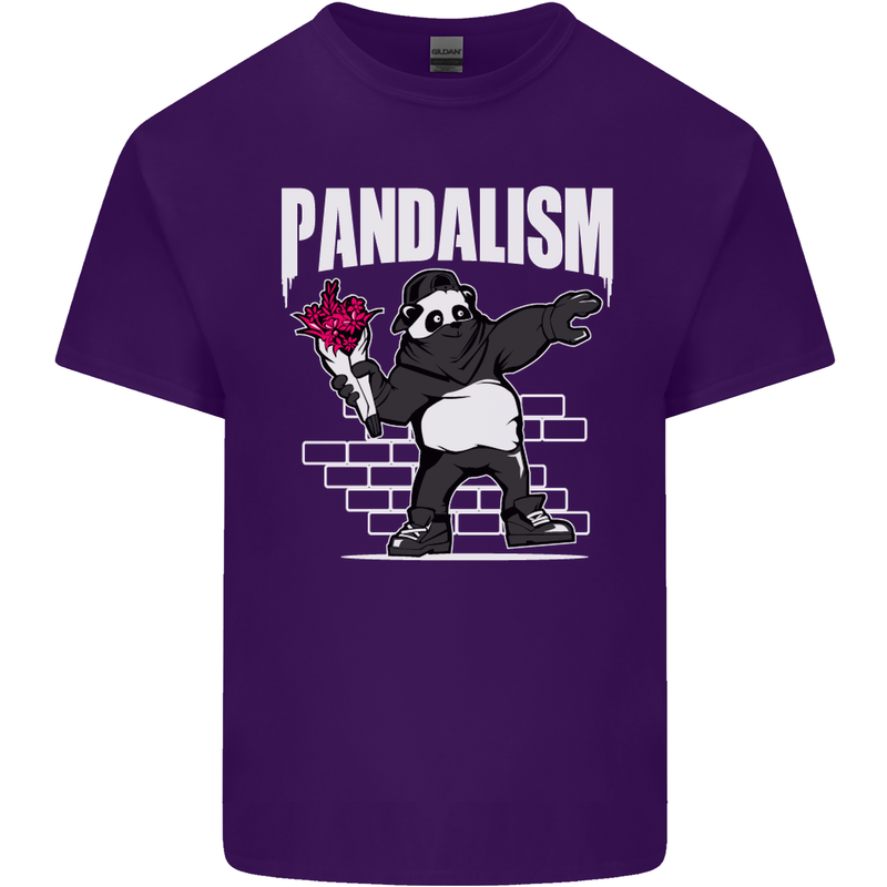 Pandalism Banksy Style Street Art Graffiti Mens Cotton T-Shirt Tee Top Purple