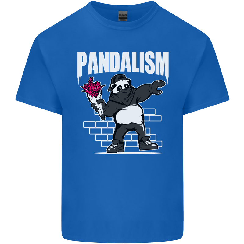 Pandalism Banksy Style Street Art Graffiti Mens Cotton T-Shirt Tee Top Royal Blue