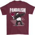 Pandalism Banksy Style Street Art Graffiti Mens T-Shirt Cotton Gildan Maroon