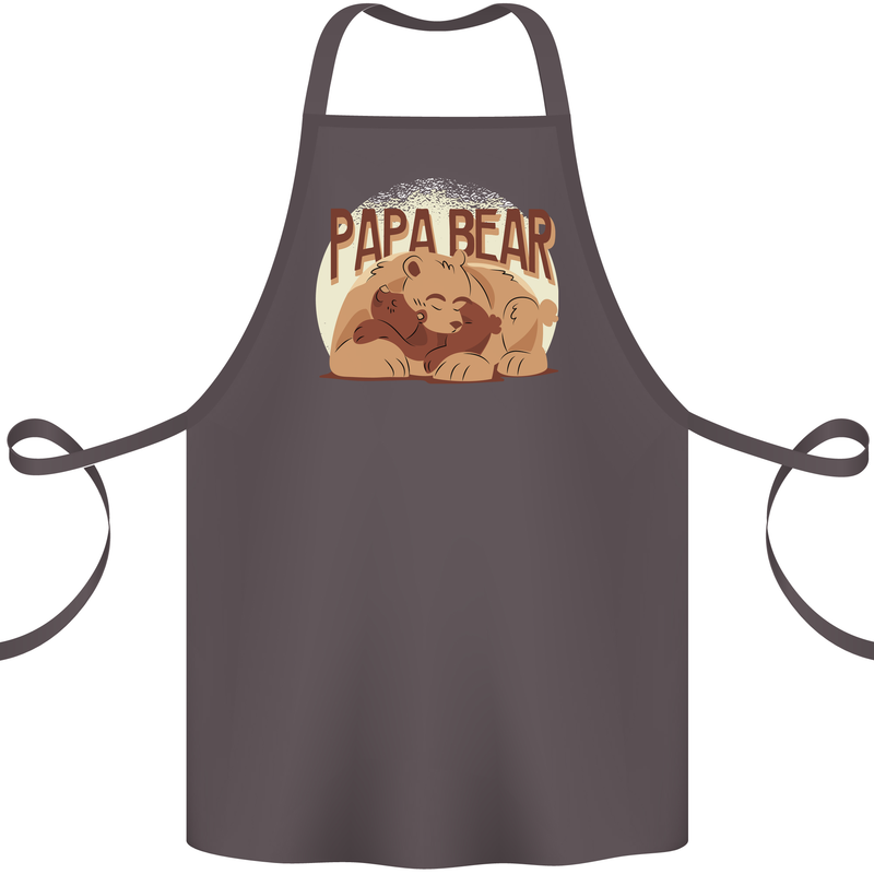 Papa Bear Funny Fathers Day Cotton Apron 100% Organic Dark Grey