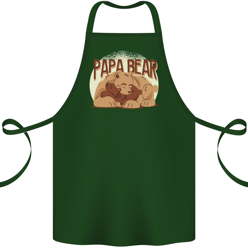 Papa Bear Funny Fathers Day Cotton Apron 100% Organic Forest Green