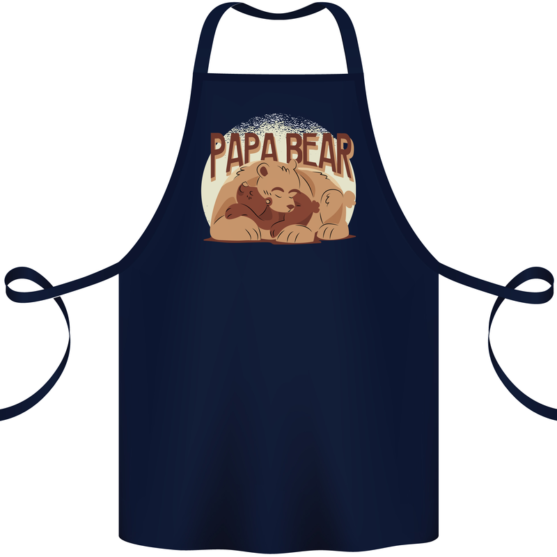Papa Bear Funny Fathers Day Cotton Apron 100% Organic Navy Blue
