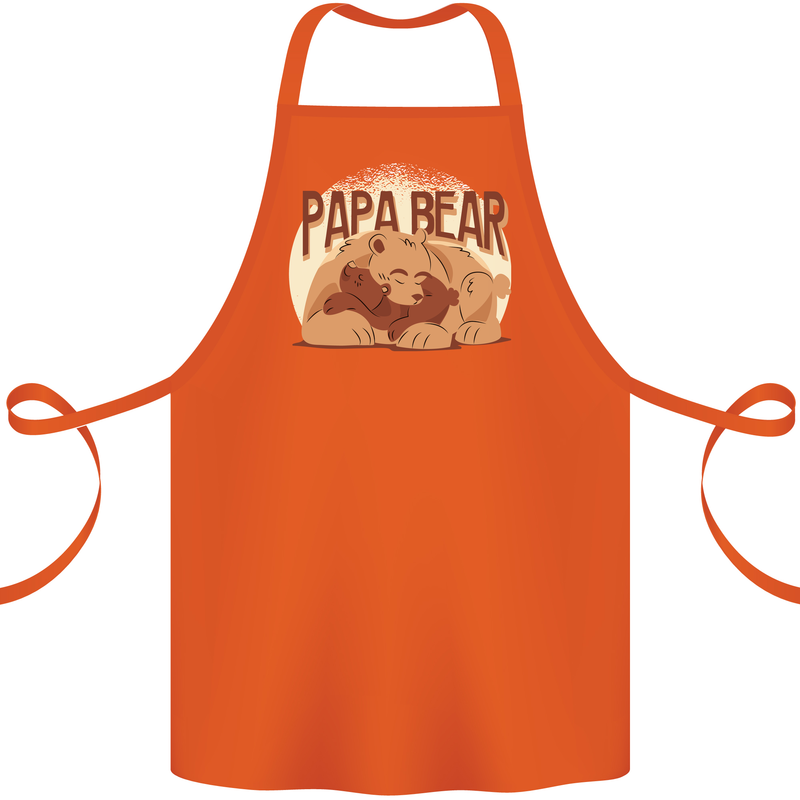 Papa Bear Funny Fathers Day Cotton Apron 100% Organic Orange