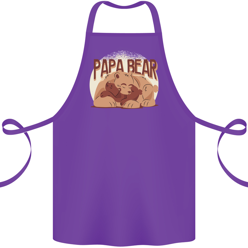 Papa Bear Funny Fathers Day Cotton Apron 100% Organic Purple
