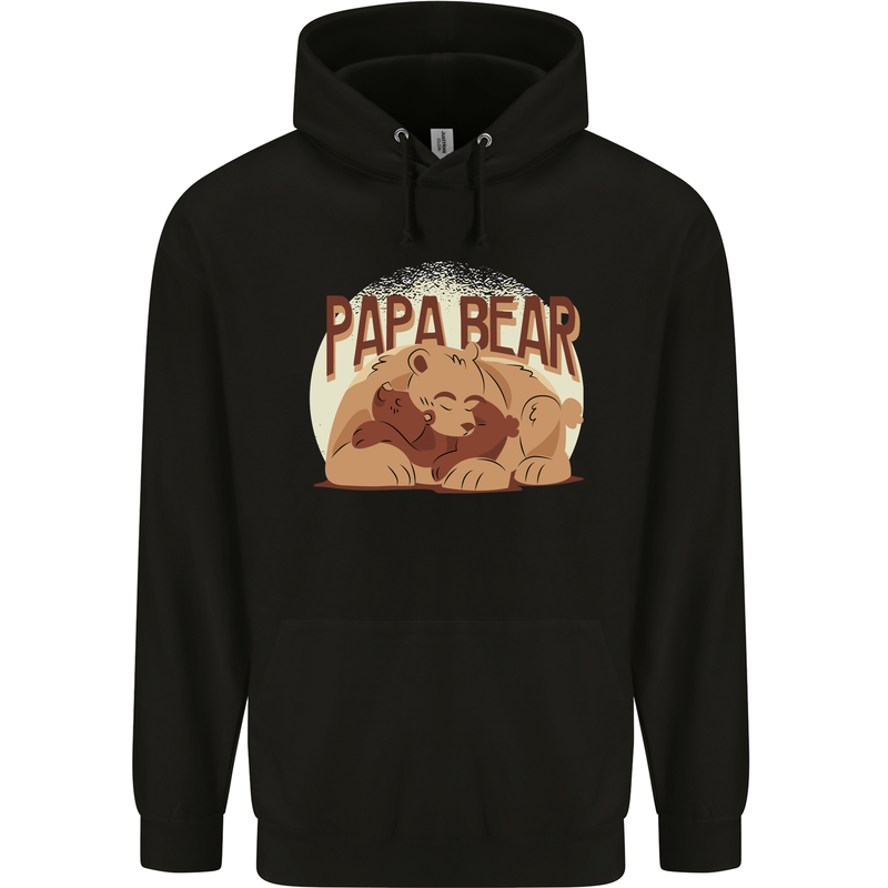 Papa Bear Funny Fathers Day Mens 80% Cotton Hoodie Black