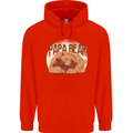 Papa Bear Funny Fathers Day Mens 80% Cotton Hoodie Bright Red