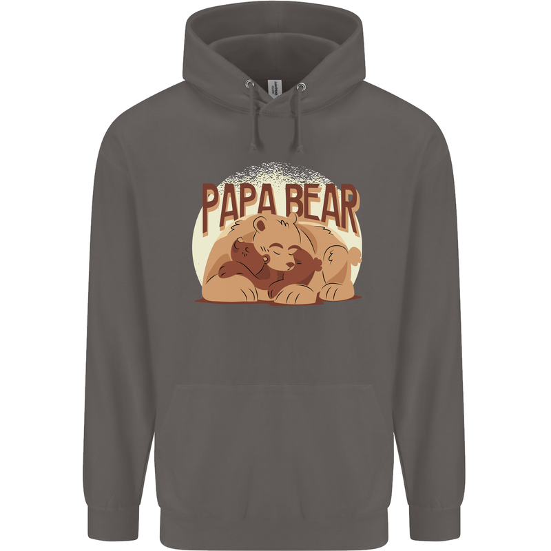 Papa Bear Funny Fathers Day Mens 80% Cotton Hoodie Charcoal