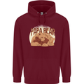 Papa Bear Funny Fathers Day Mens 80% Cotton Hoodie Maroon