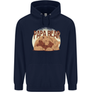 Papa Bear Funny Fathers Day Mens 80% Cotton Hoodie Navy Blue