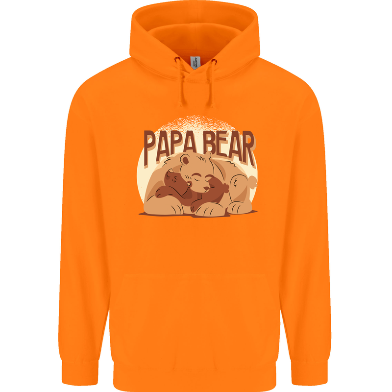 Papa Bear Funny Fathers Day Mens 80% Cotton Hoodie Orange