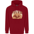 Papa Bear Funny Fathers Day Mens 80% Cotton Hoodie Red