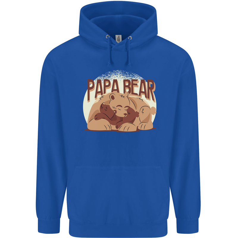 Papa Bear Funny Fathers Day Mens 80% Cotton Hoodie Royal Blue
