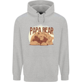 Papa Bear Funny Fathers Day Mens 80% Cotton Hoodie Sports Grey