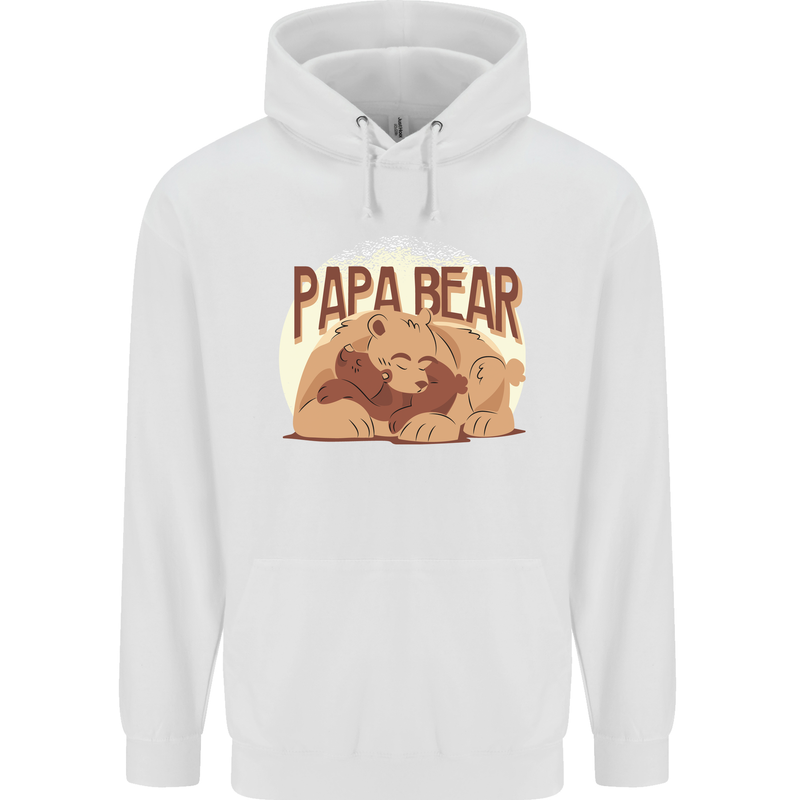 Papa Bear Funny Fathers Day Mens 80% Cotton Hoodie White