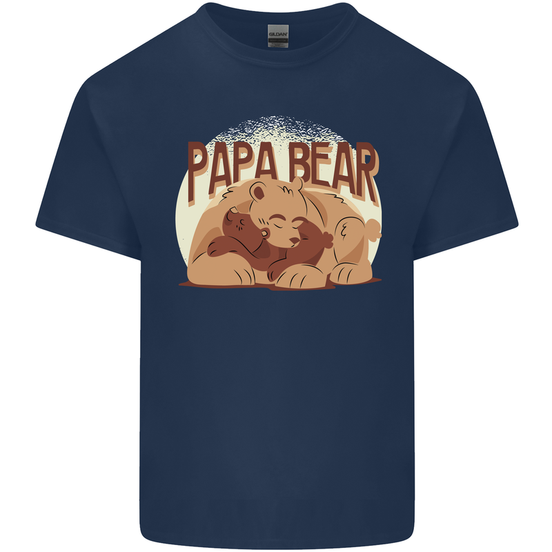 Papa Bear Funny Fathers Day Mens Cotton T-Shirt Tee Top Navy Blue