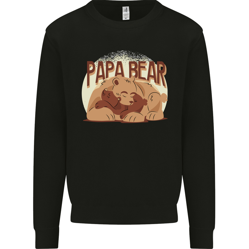 Papa Bear Funny Fathers Day Mens Sweatshirt Jumper Black