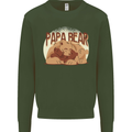 Papa Bear Funny Fathers Day Mens Sweatshirt Jumper Forest Green