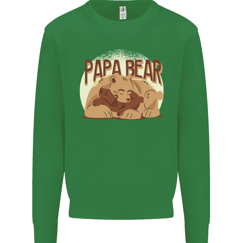 Papa Bear Funny Fathers Day Mens Sweatshirt Jumper Irish Green