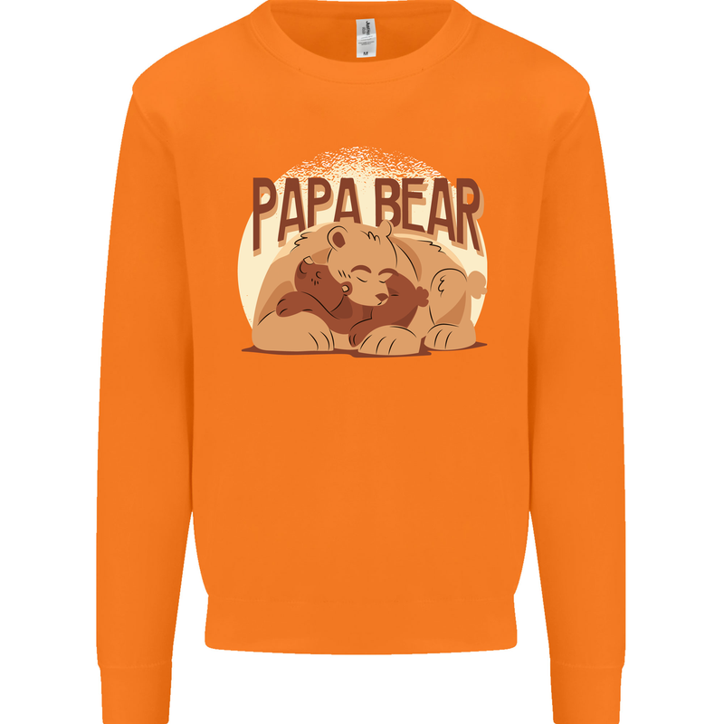 Papa Bear Funny Fathers Day Mens Sweatshirt Jumper Orange
