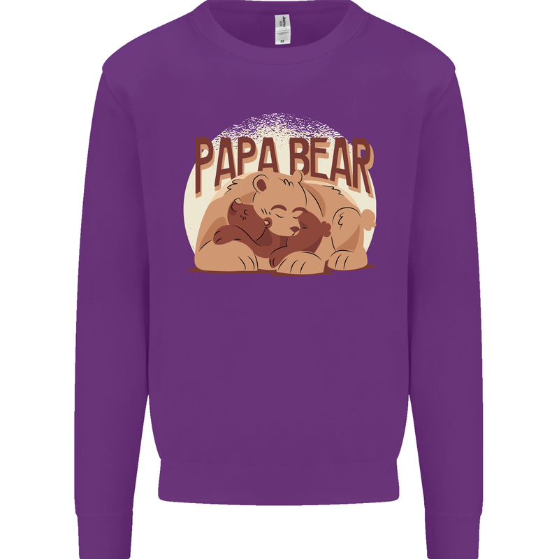 Papa Bear Funny Fathers Day Mens Sweatshirt Jumper Purple