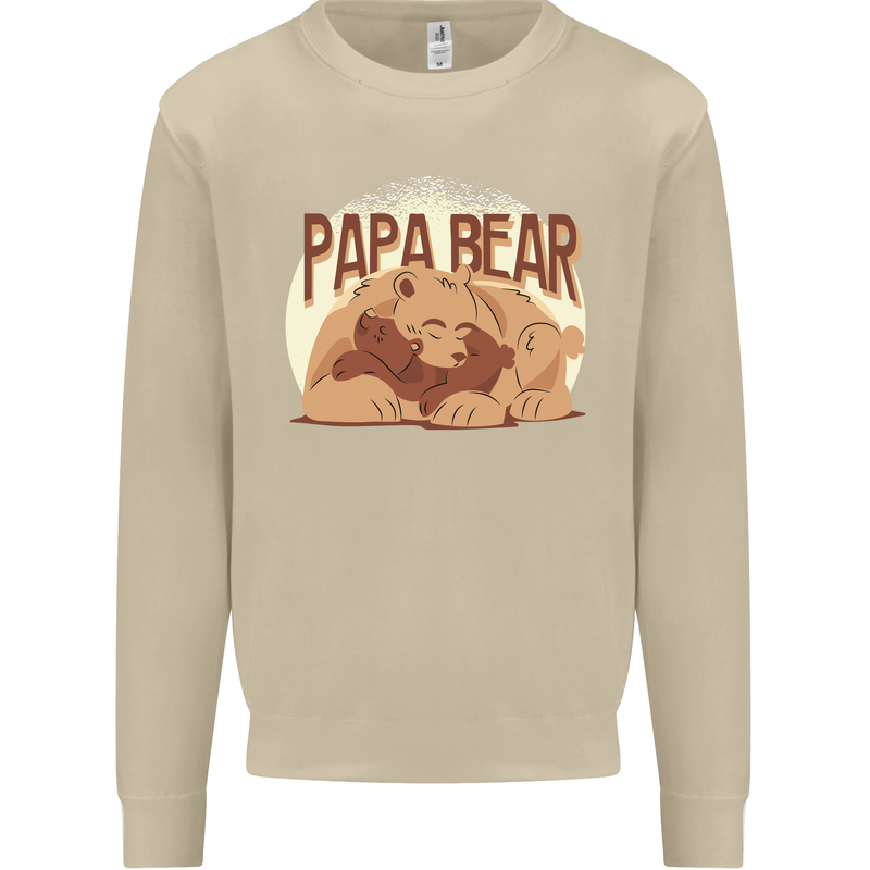 Papa Bear Funny Fathers Day Mens Sweatshirt Jumper Sand