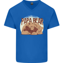 Papa Bear Funny Fathers Day Mens V-Neck Cotton T-Shirt Royal Blue