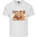 Papa Bear Funny Fathers Day Mens V-Neck Cotton T-Shirt White