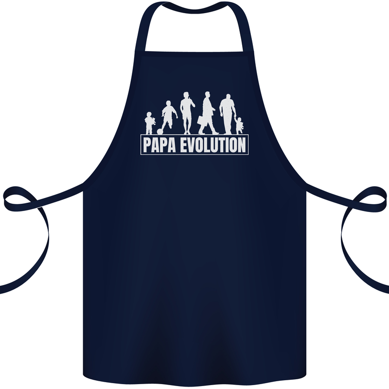 Papa Evolution Fathers Day Cotton Apron 100% Organic Navy Blue