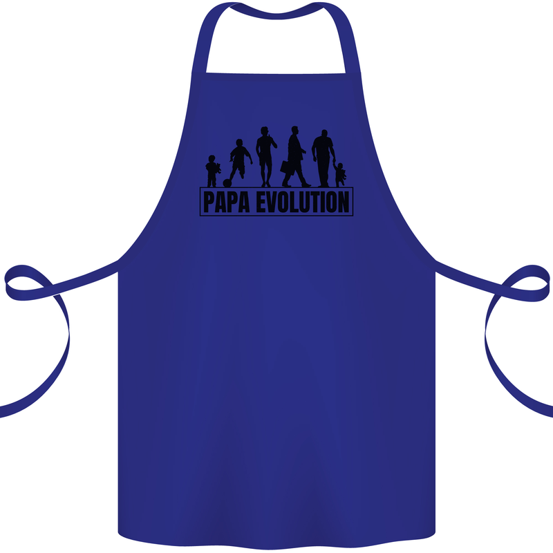 Papa Evolution Fathers Day Cotton Apron 100% Organic Royal Blue