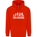 Papa Evolution Fathers Day Mens 80% Cotton Hoodie Bright Red