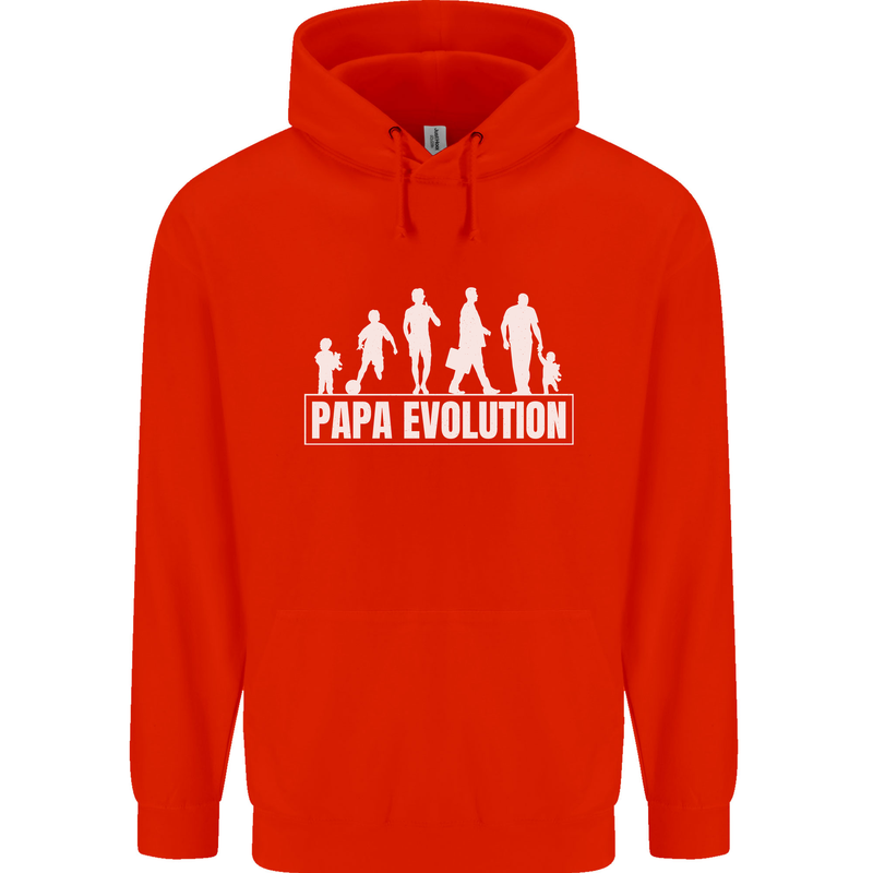 Papa Evolution Fathers Day Mens 80% Cotton Hoodie Bright Red