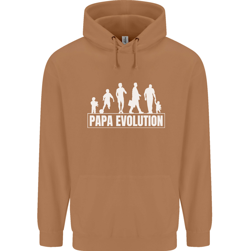 Papa Evolution Fathers Day Mens 80% Cotton Hoodie Caramel Latte