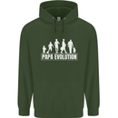 Papa Evolution Fathers Day Mens 80% Cotton Hoodie Forest Green