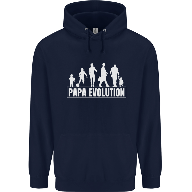 Papa Evolution Fathers Day Mens 80% Cotton Hoodie Navy Blue