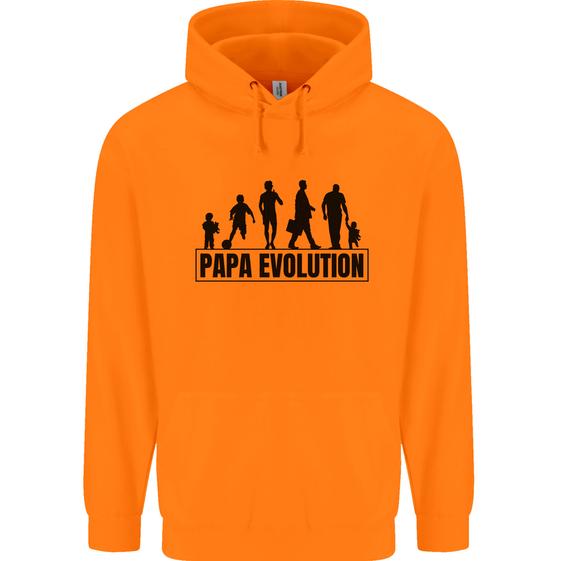 Papa Evolution Fathers Day Mens 80% Cotton Hoodie Orange