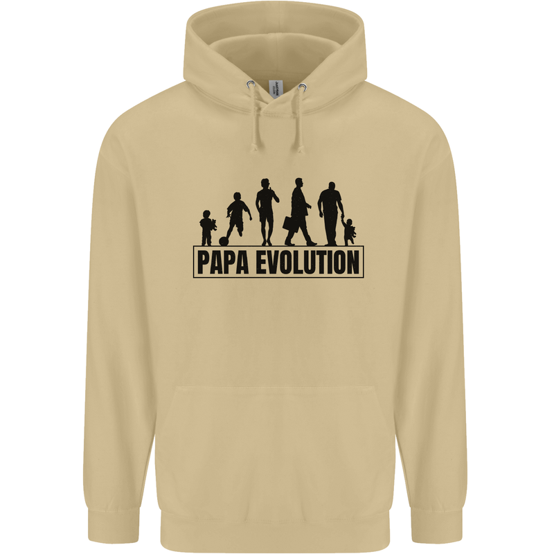 Papa Evolution Fathers Day Mens 80% Cotton Hoodie Sand