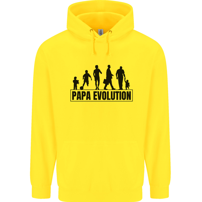 Papa Evolution Fathers Day Mens 80% Cotton Hoodie Yellow