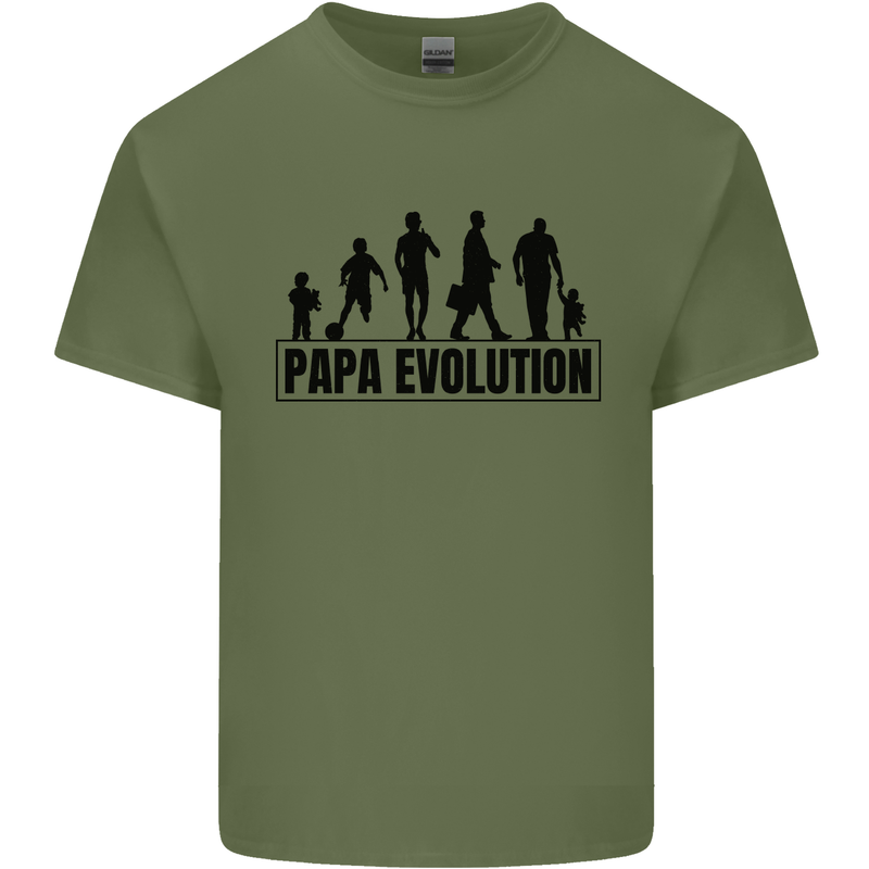 Papa Evolution Fathers Day Mens Cotton T-Shirt Tee Top Military Green