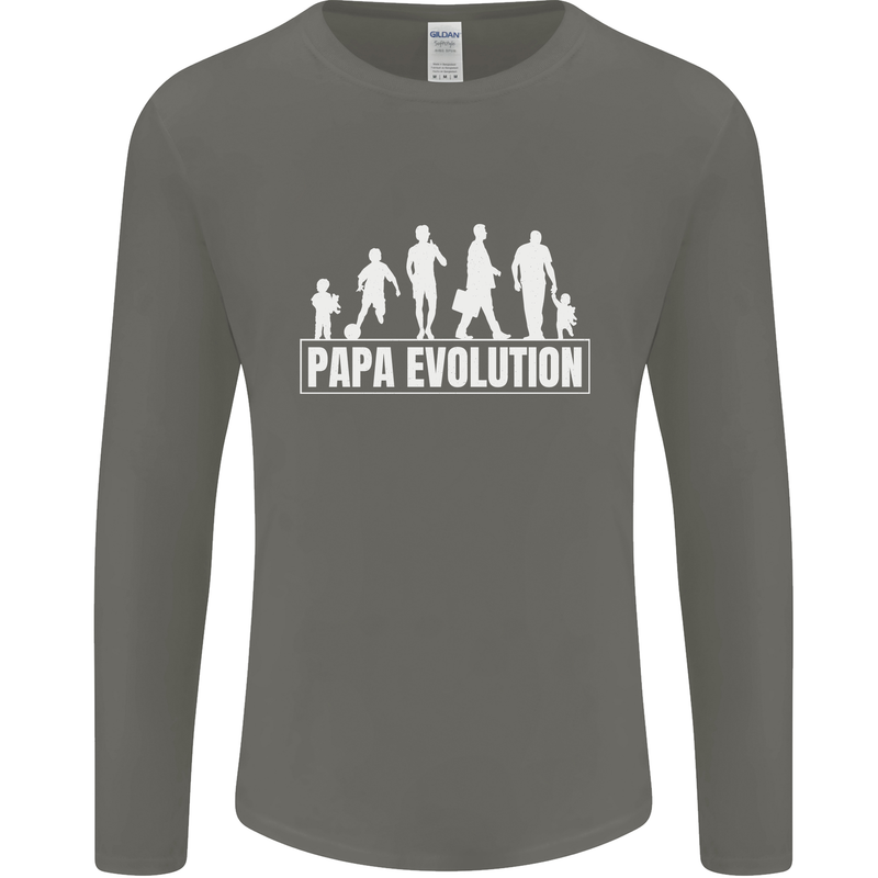 Papa Evolution Fathers Day Mens Long Sleeve T-Shirt Charcoal