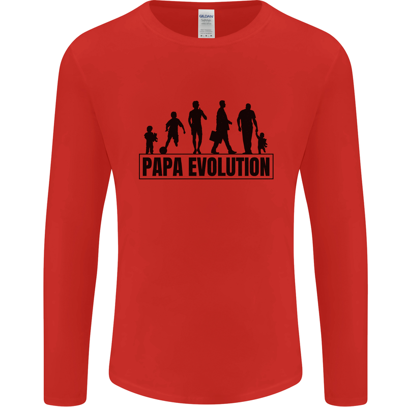 Papa Evolution Fathers Day Mens Long Sleeve T-Shirt Red