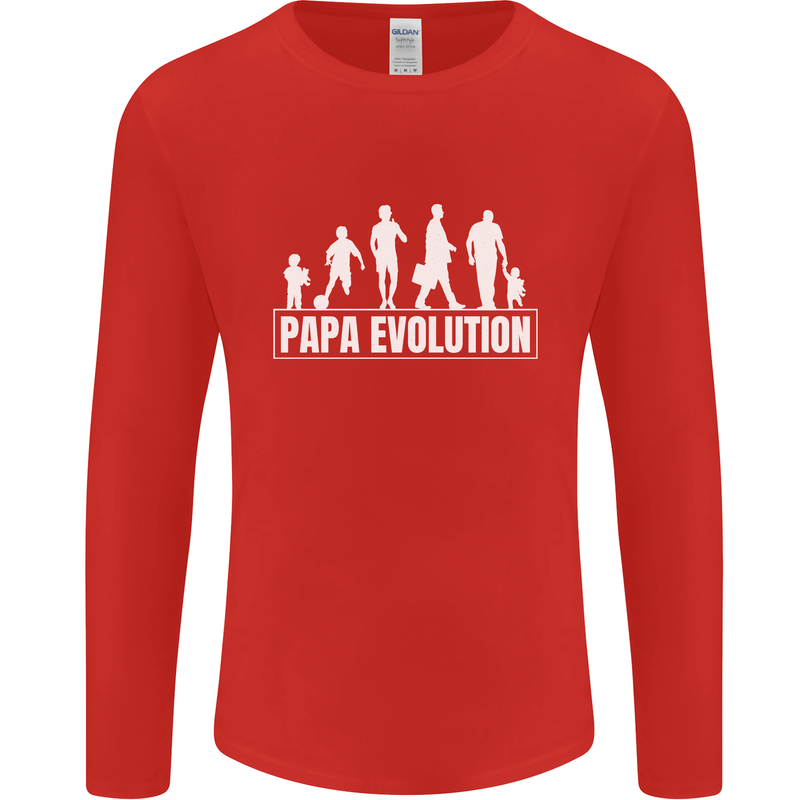 Papa Evolution Fathers Day Mens Long Sleeve T-Shirt Red
