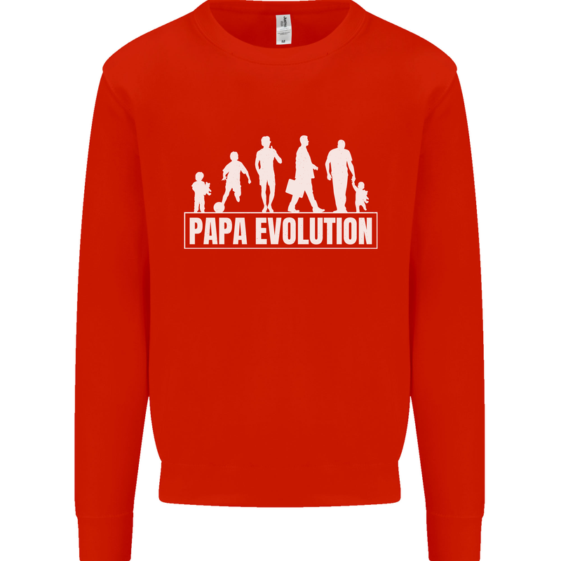 Papa Evolution Fathers Day Mens Sweatshirt Jumper Bright Red