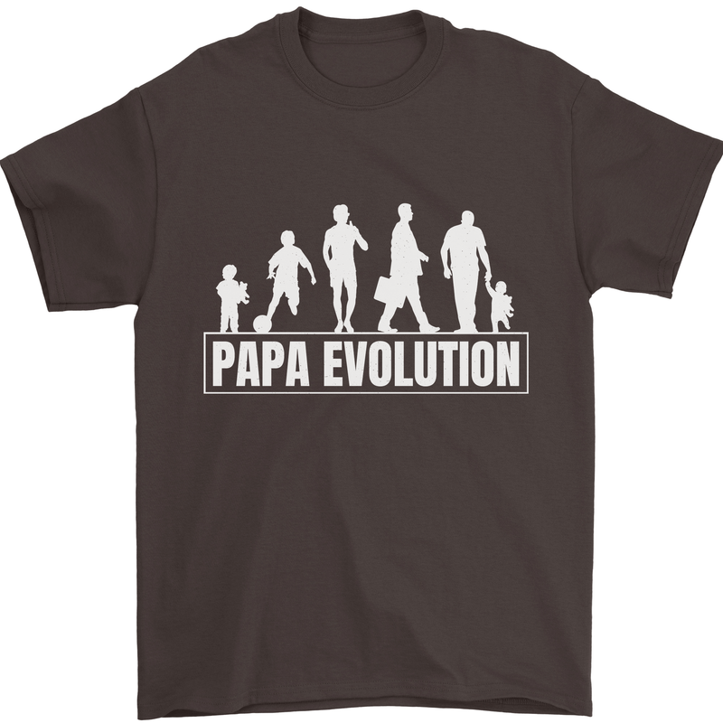 Papa Evolution Fathers Day Mens T-Shirt Cotton Gildan Dark Chocolate