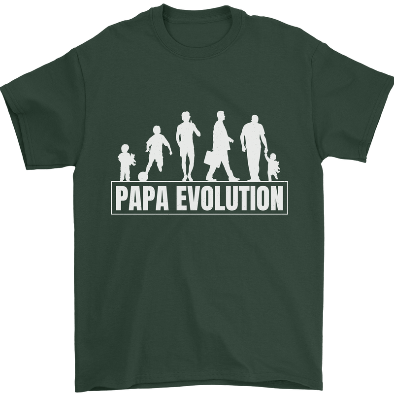 Papa Evolution Fathers Day Mens T-Shirt Cotton Gildan Forest Green