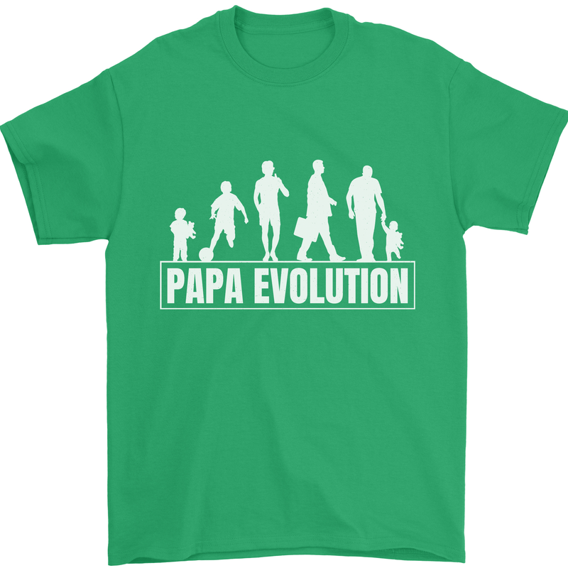 Papa Evolution Fathers Day Mens T-Shirt Cotton Gildan Irish Green