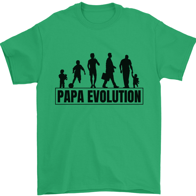 Papa Evolution Fathers Day Mens T-Shirt Cotton Gildan Irish Green