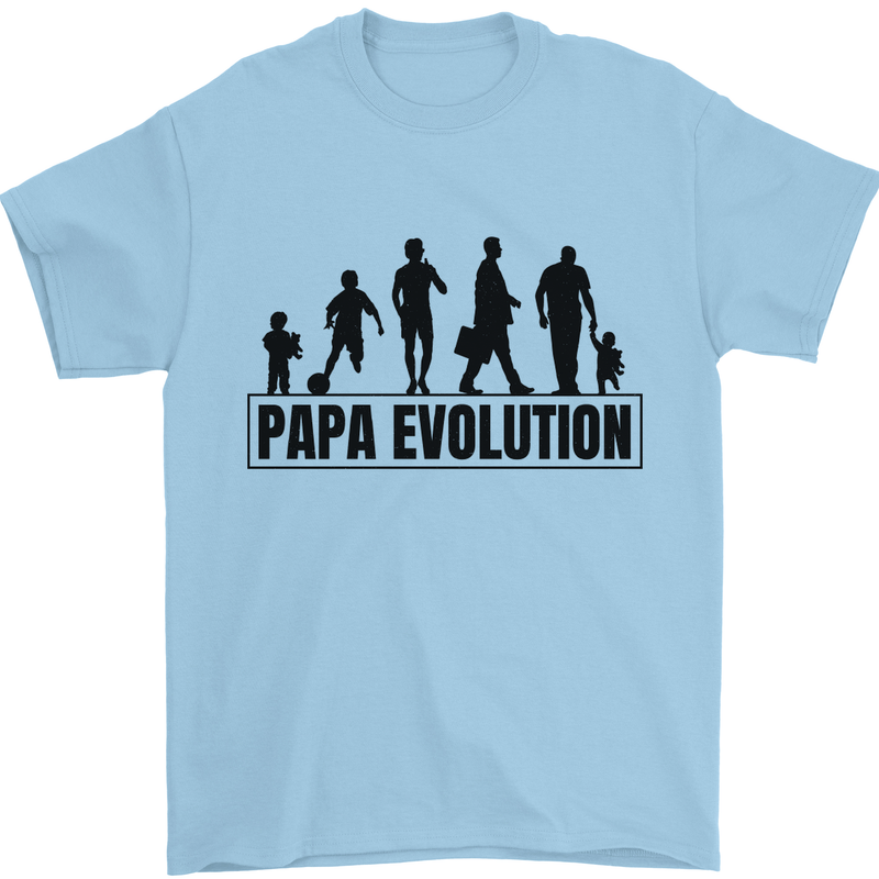 Papa Evolution Fathers Day Mens T-Shirt Cotton Gildan Light Blue