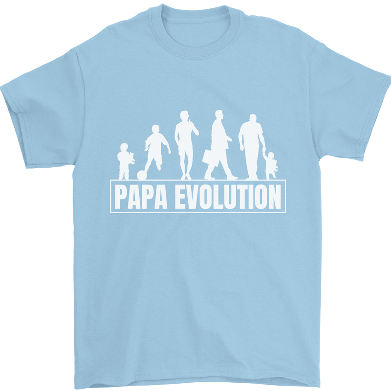 Papa Evolution Fathers Day Mens T-Shirt Cotton Gildan Light Blue
