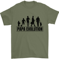 Papa Evolution Fathers Day Mens T-Shirt Cotton Gildan Military Green