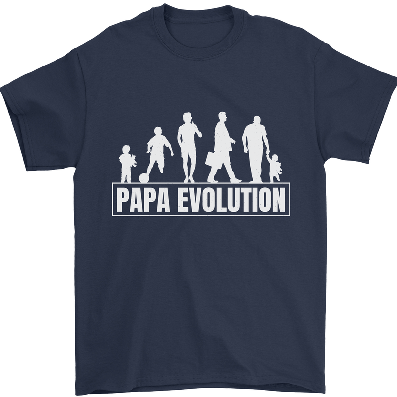 Papa Evolution Fathers Day Mens T-Shirt Cotton Gildan Navy Blue